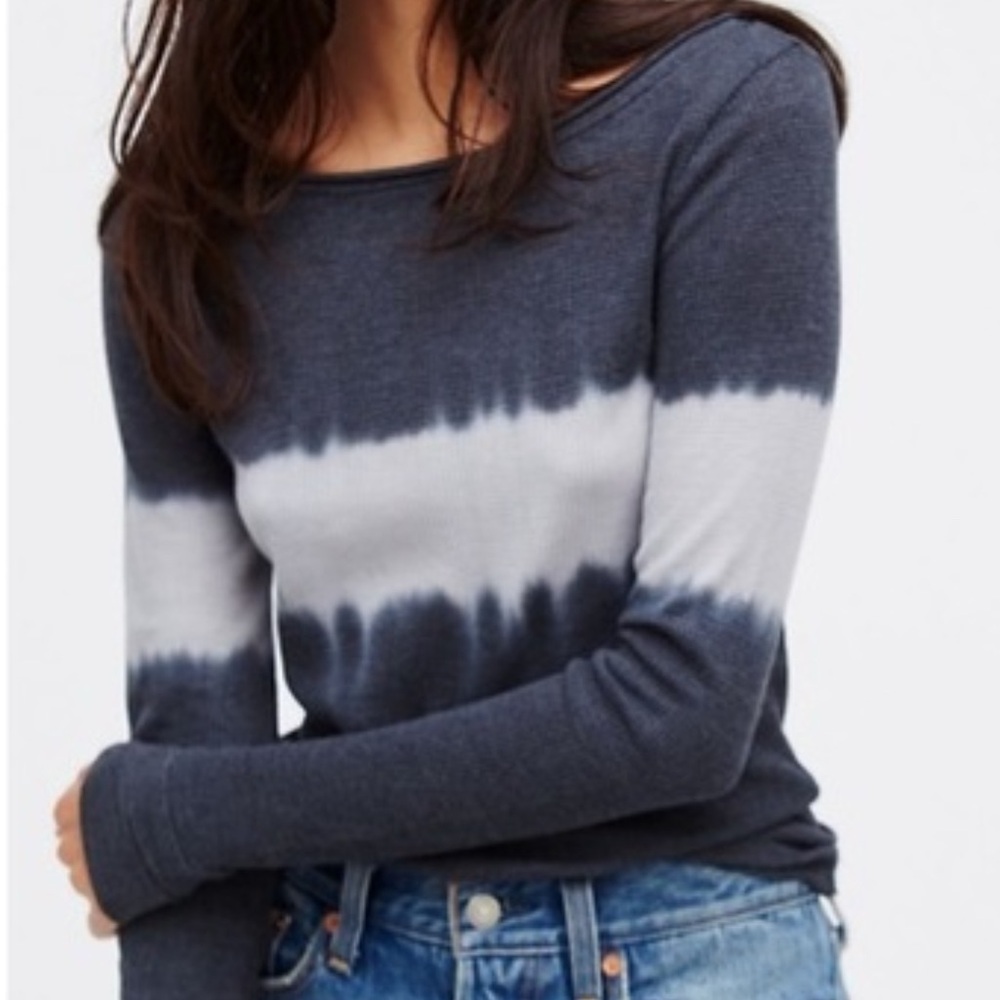 Free People Ocean Dip Thermal Dark Gray Long Sleeve Top